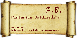 Pinterics Boldizsár névjegykártya